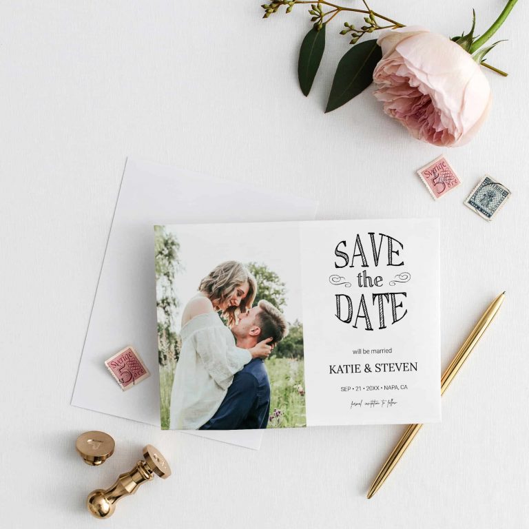 modern save the date with photo 1