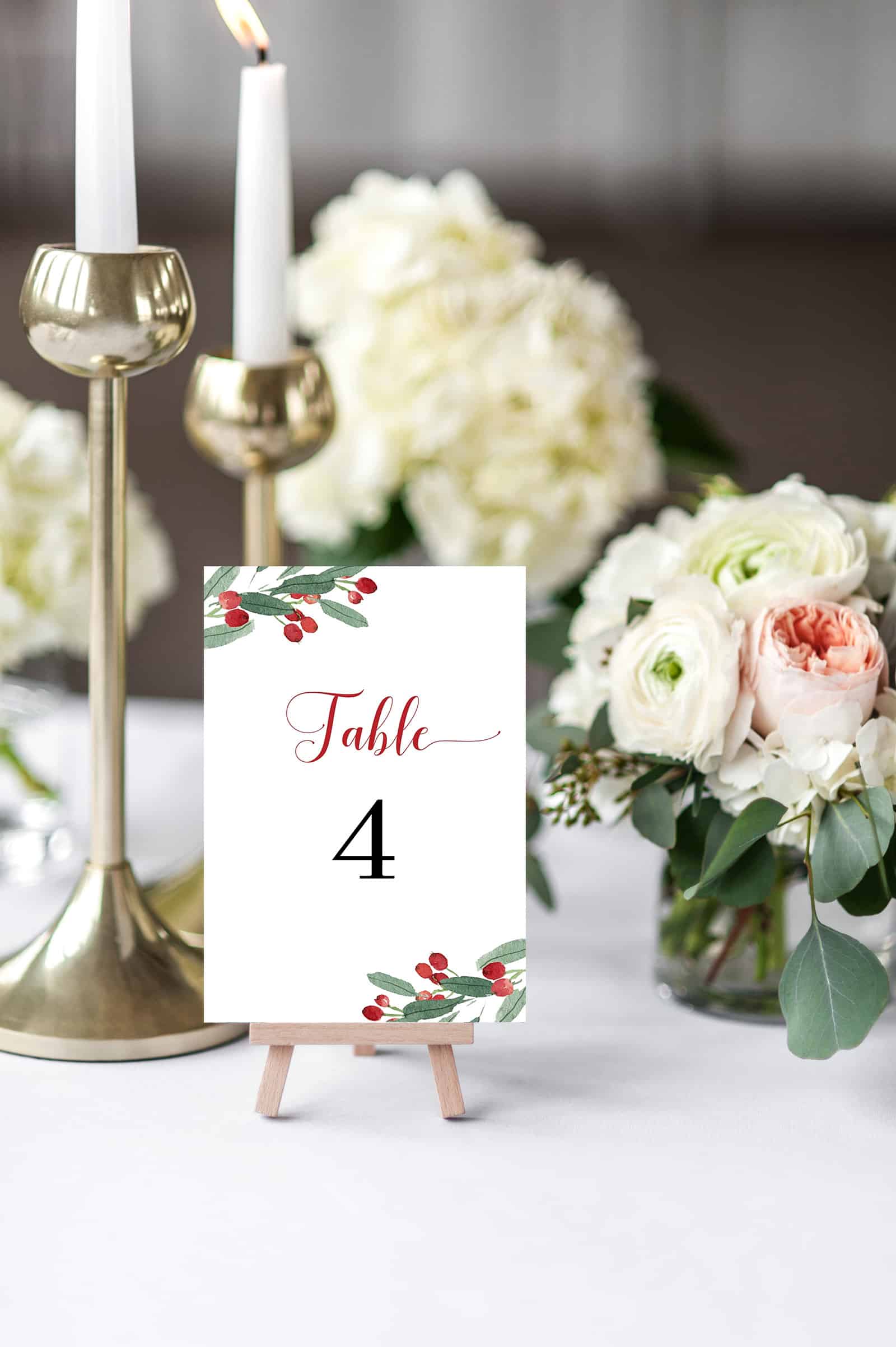 Christmas Holy Berries Table Numbers Template - Image 2