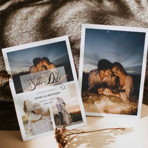 Faux Vellum Effect 4 Photo Save The Date Card