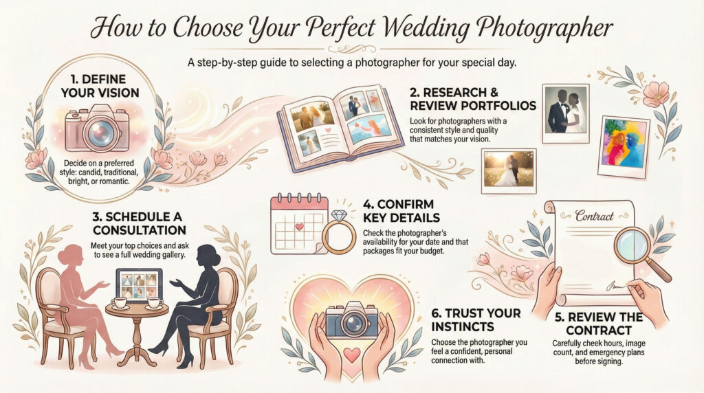 Six Steps to Hiring a Wedding Photographer