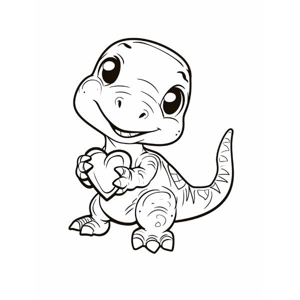 Valentine Dinosaur Hugging Heart