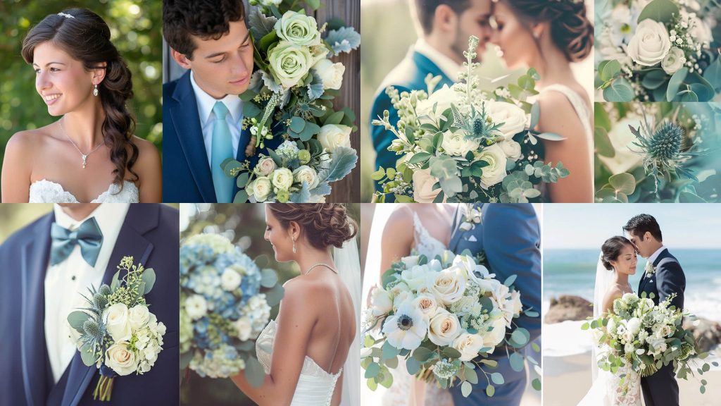Navy Blue and Seafoam Green Color Summer Wedding Colors