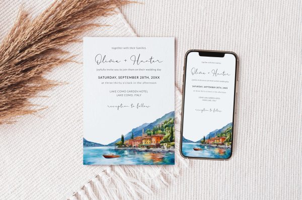 Lake Como Wedding Invitation Template - Image 3