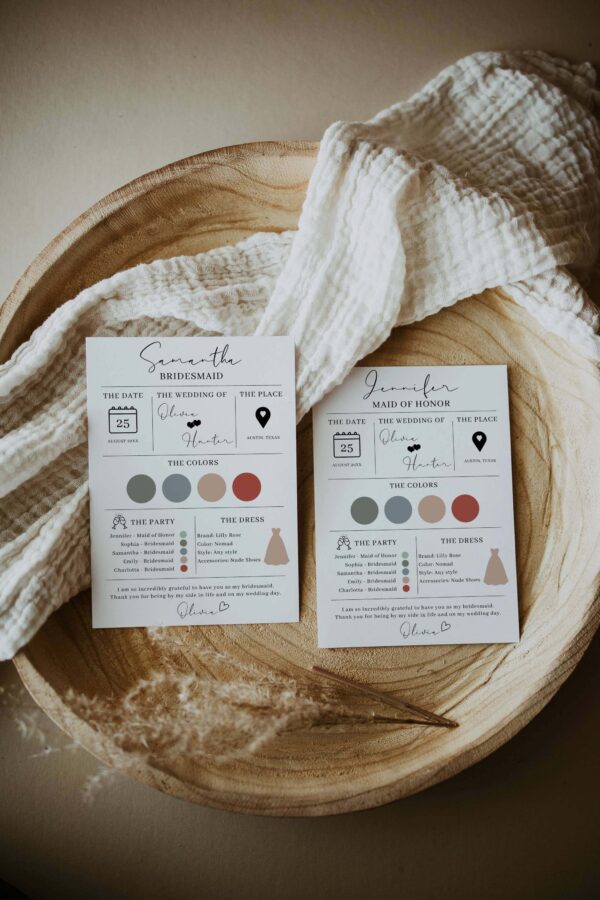 Bridesmaid Info Card Template - Image 4