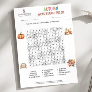 Autumn Word Search Puzzle