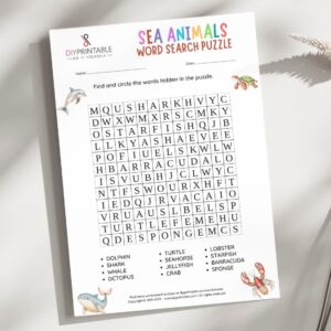 Sea Animals Word Search Puzzle