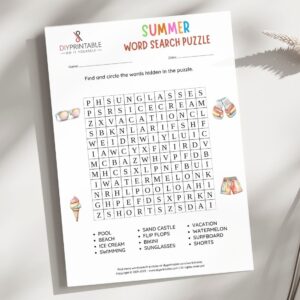 Summer Word Search Puzzle