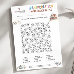 Transportation Word Search Puzzle