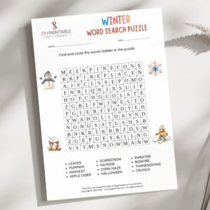 Winter Word Search Puzzle
