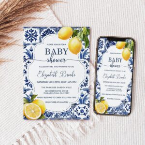 Mediterranean Lemon Baby Shower Shower Invitation Template