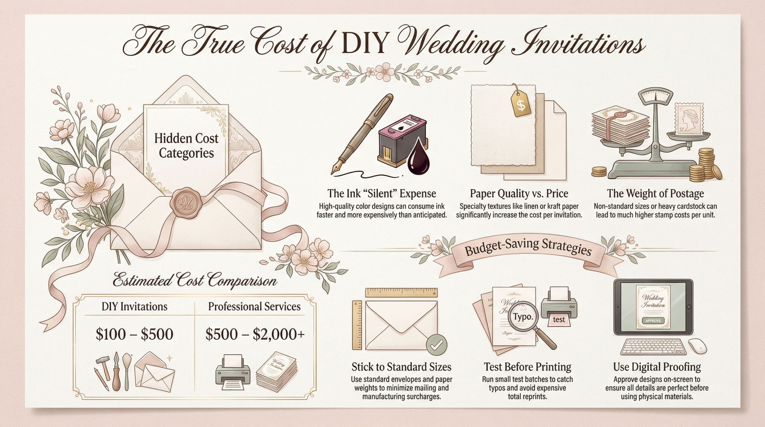 Hidden Costs of DIY Invitations Ink Envelopes and Stamps